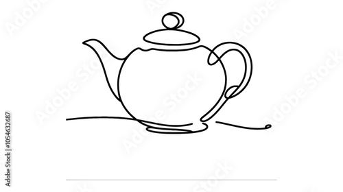 One continuous line illustration of a mug with a drink and steam, isolated on white background.