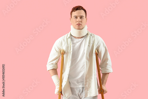 Injured young man after acc...