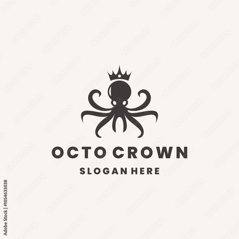 Octopus crown logo icon design template vector illustration Octopus crown logo icon design template vector illustration