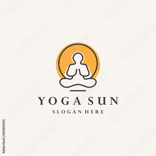 Yoga sun logo icon design template vector illustration