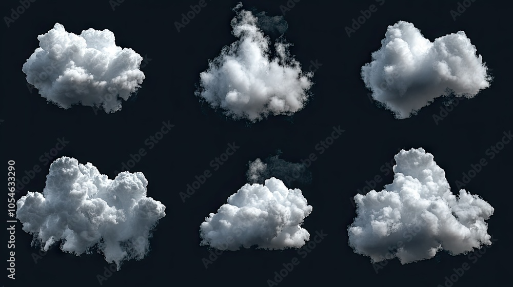 Various Soft Clouds on Dark Background Various Soft Clouds on Dark Background