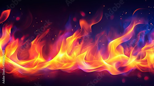 Vibrant Flames Dancing in Vivid Colors