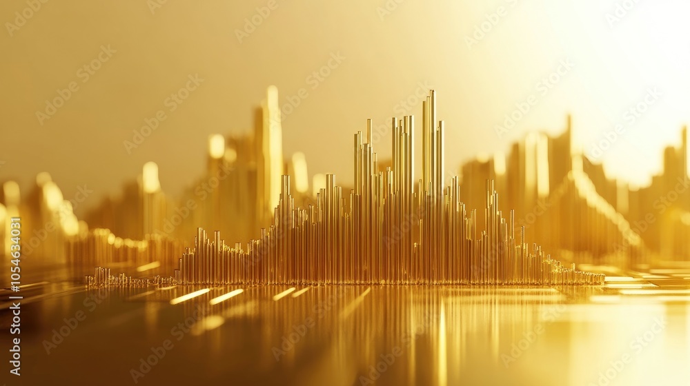 Golden Sound Wave Visualization in Abstract Background Golden Sound Wave Visualization in Abstract Background