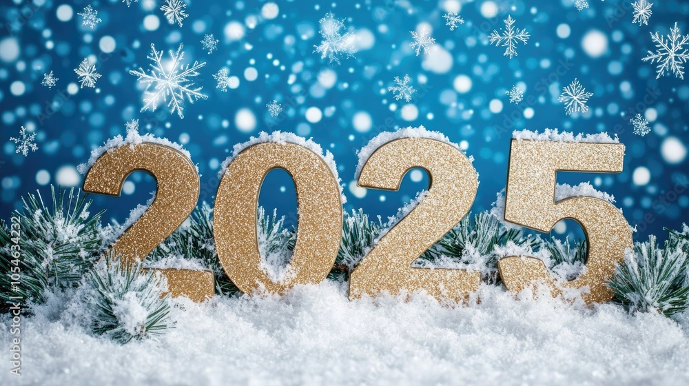 Sparkling 2025 New Year Celebration with Snowflakes Sparkling 2025 New Year Celebration with Snowflakes