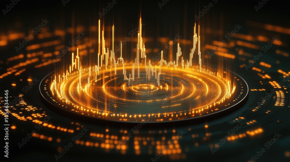 Dynamic Soundwave Visualization in Golden Colors Dynamic Soundwave Visualization in Golden Colors
