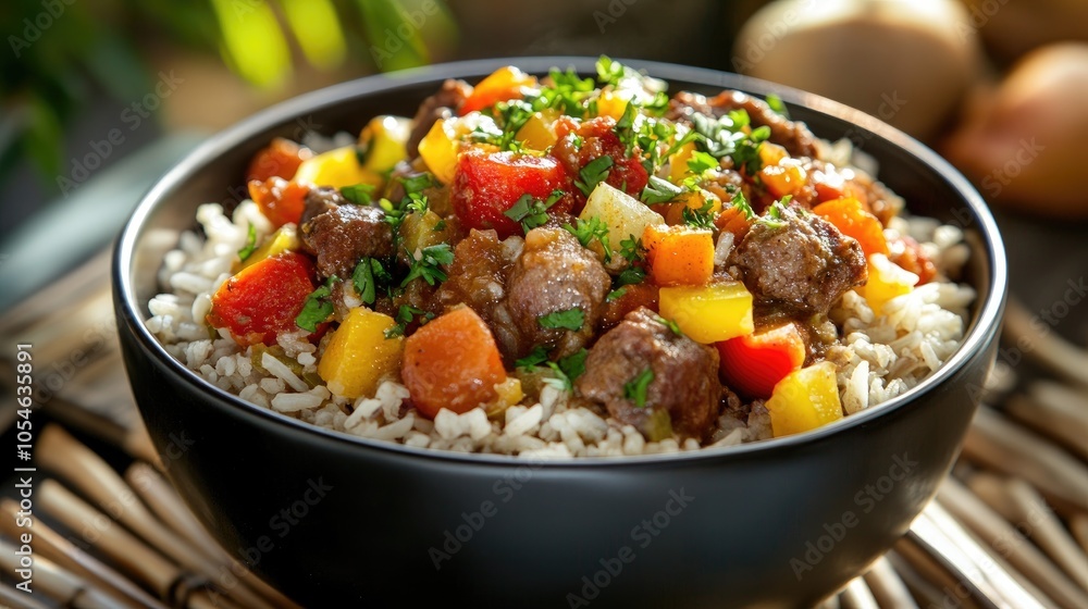 Colorful Stir-Fry with Rice and Fresh Vegetables Colorful Stir-Fry with Rice and Fresh Vegetables