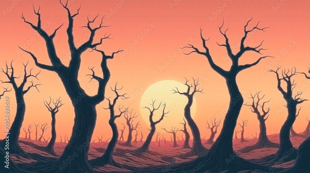 Silhouetted Trees Against a Colorful Sunset Sky Silhouetted Trees Against a Colorful Sunset Sky
