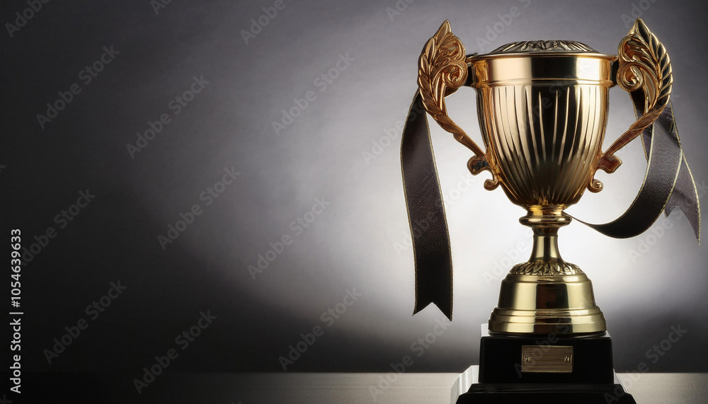 Close-Up of a Trophy with a Ribbon Close-Up of a Trophy with a Ribbon