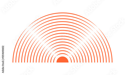 Sunrise icon. Pain localization, ache or inflammation symbol. Pulse, shockwave, vibration or radiation sign. Coverage or damage, radar or sonar signal pictogram. Vector flat illustration.