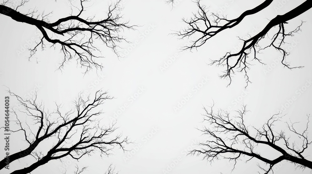Obraz premium Abstract Black Tree Branches on White Background