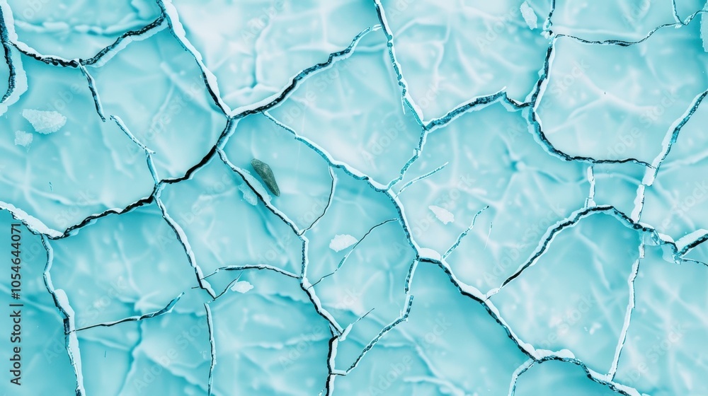 Naklejka premium Discover stunning frozen textures on blue ice with cracks, showcasing the beauty of nature in digital art.