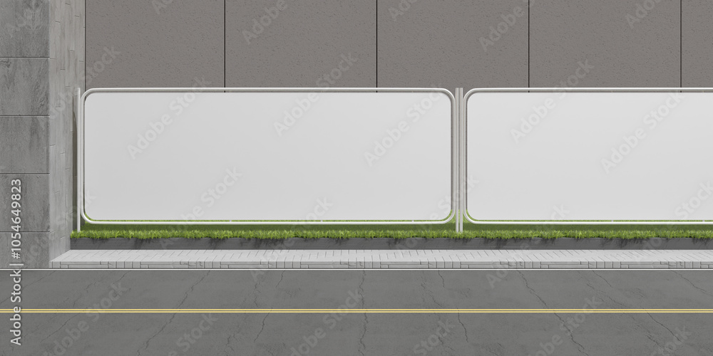 Fototapeta premium Blank outdoor street billboard on wall for mockup