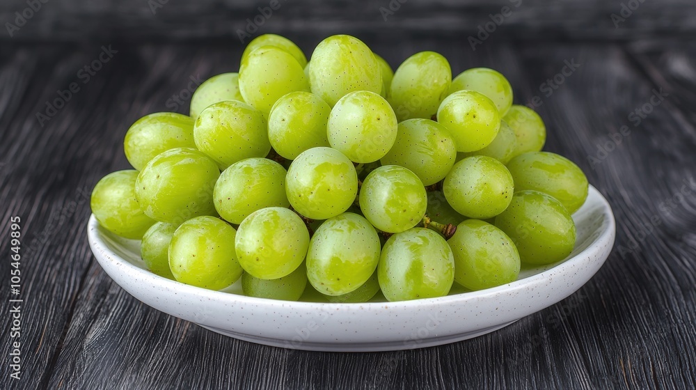 Fresh green grapes on rustic wooden table for healthy eating concept Fresh green grapes on rustic wooden table for healthy eating concept