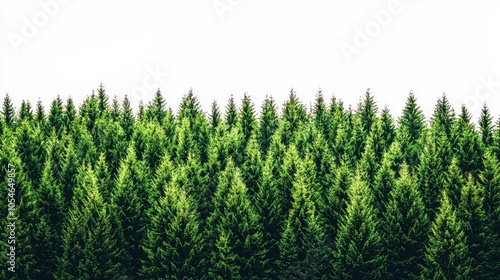 Dense forest of evergreen trees 