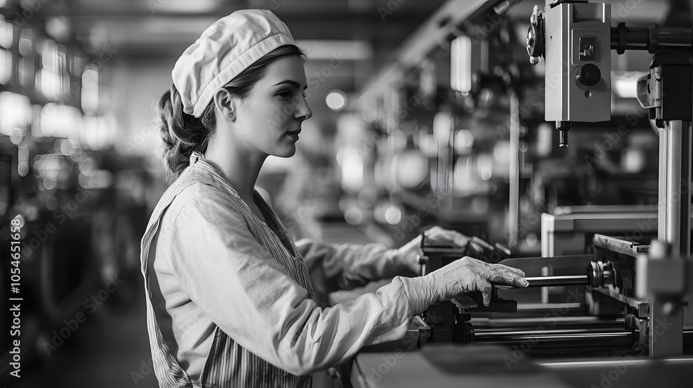 Fototapeta premium Woman in factory. 