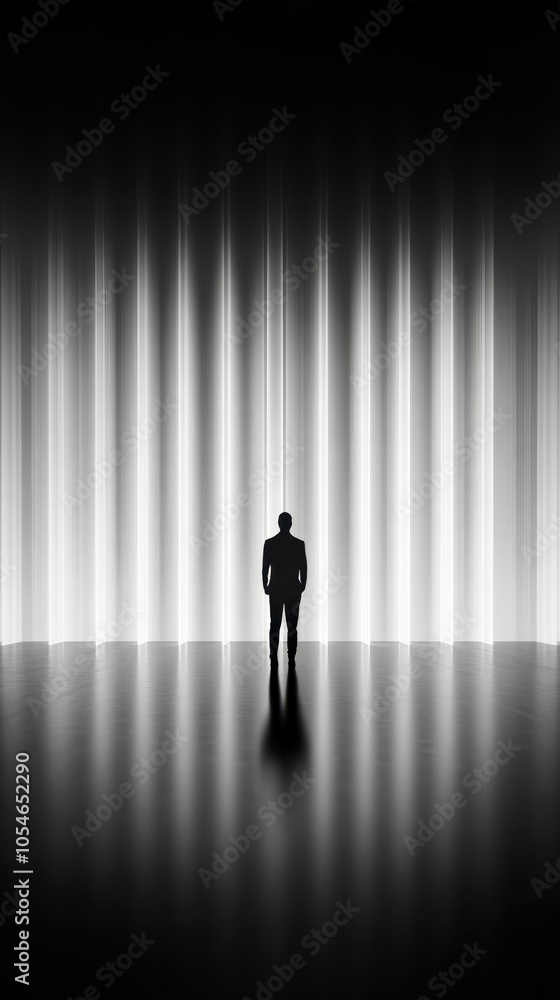 Silhouette of Man Standing in Abstract Light Silhouette of Man Standing in Abstract Light