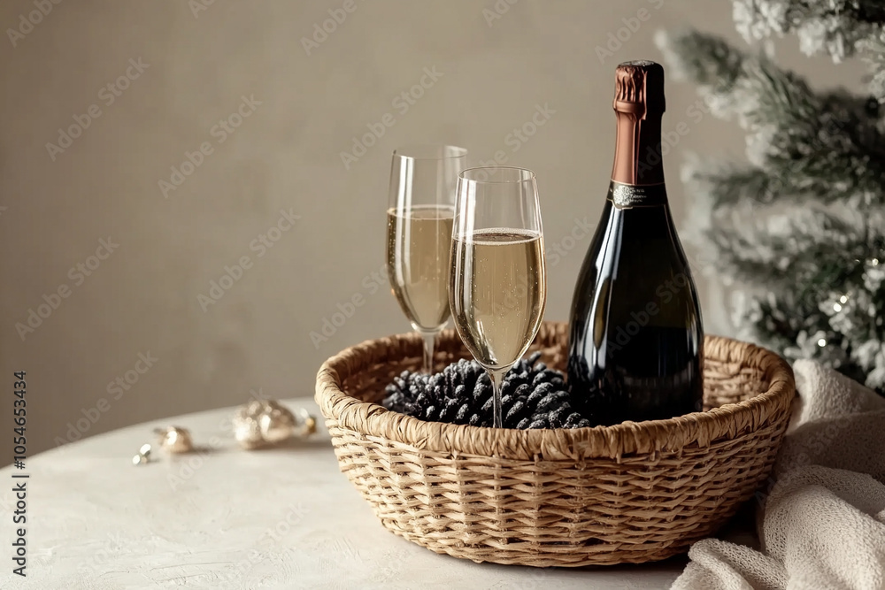 gift basket with wine and Christmas decor gift basket with wine and Christmas decor