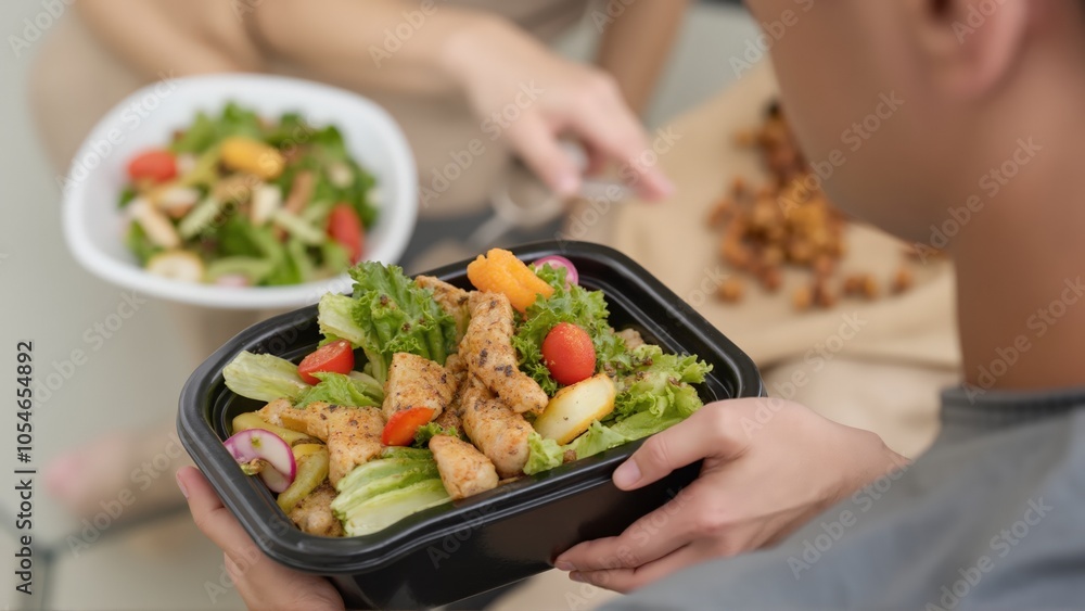 woman eating salad woman eating salad
