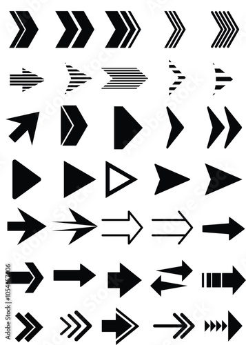 Arrow icon set. Arrow. Cursor. Collection different arrow signs. Black arrows icons. Cursor. Modern simple arrows. Vector illustration eps