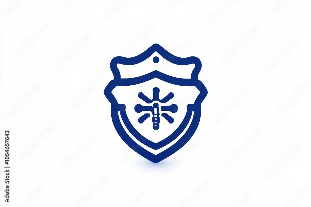 Minimalist illustration of a police officer’s badge with simple lines, capturing the essence of authority and public trust, symbolizing duty and honor Minimalist illustration of a police officer’s badge with simple lines, capturing the essence of authority and public trust, symbolizing duty and honor