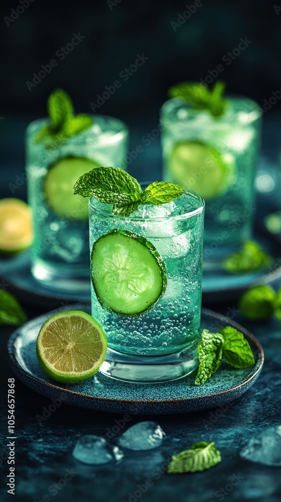 Cucumber and Mint Infused Sparkling Water with Lime Cucumber and Mint Infused Sparkling Water with Lime