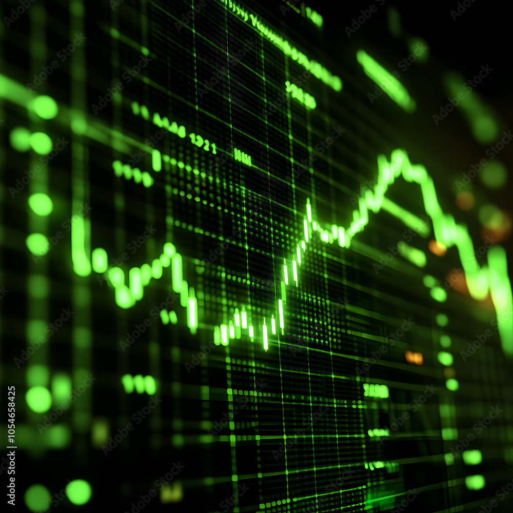 Green digital stock chart Green digital stock chart