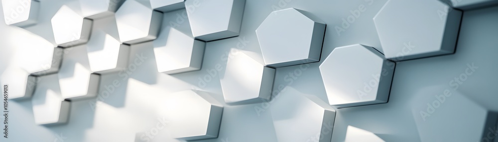 Abstract White Hexagon Pattern with Light and Shadow Abstract White Hexagon Pattern with Light and Shadow