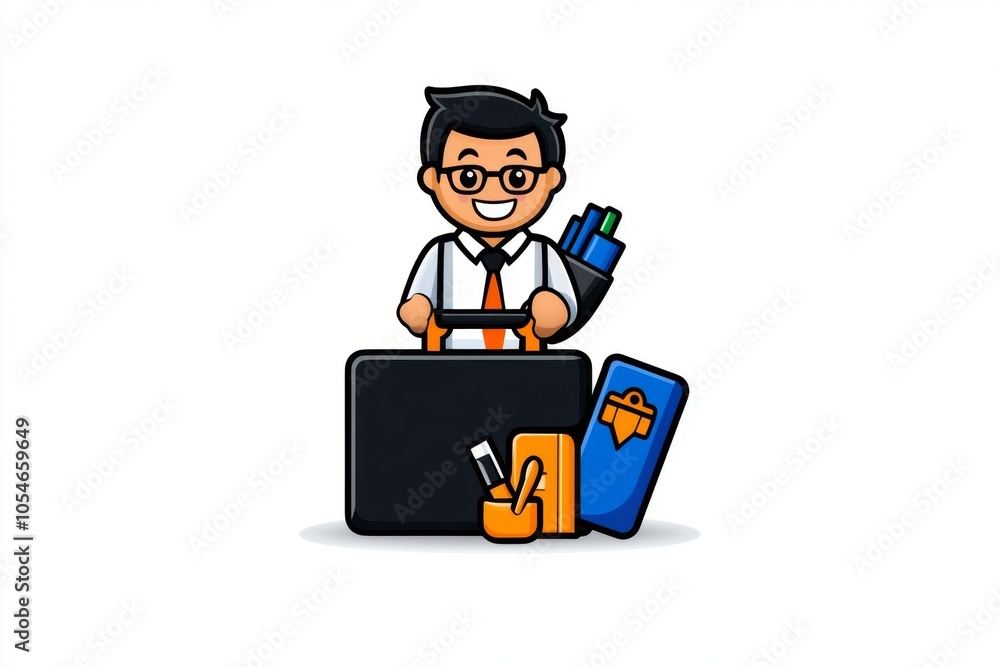 Simple outline of a briefcase and business folder, symbolizing professionalism and preparation in career settings, symbolizing readiness and order Simple outline of a briefcase and business folder, symbolizing professionalism and preparation in career settings, symbolizing readiness and order