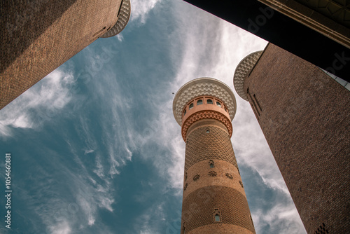 Blue sky and the minaret of the Urumqi International Grand Bazaar, Xinjiang China photo