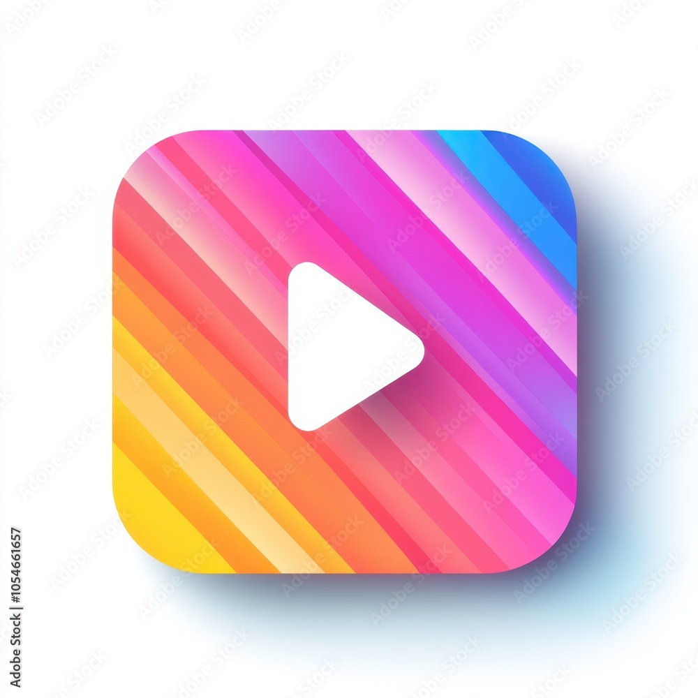 Colorful Play Button Icon with Stripes Colorful Play Button Icon with Stripes