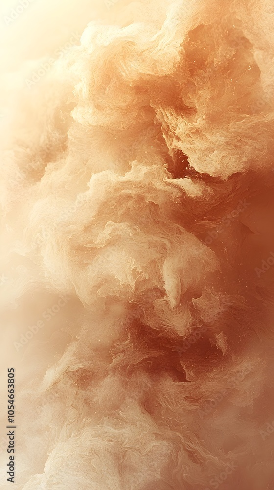 Obraz premium Abstract swirl of soft orange and cream hues creating a dreamy, ethereal atmosphere. The flowing texture gives a sense of movement and tranquility, evoking feelings of warmth.