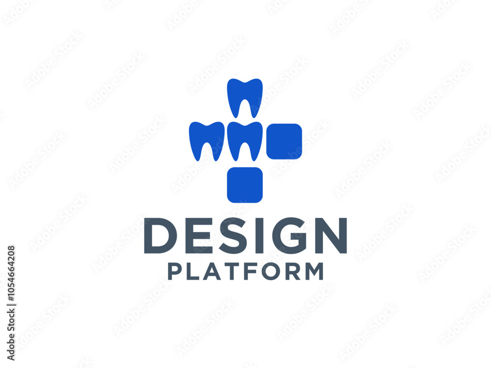 Dental Clinic Logo. Blue Shape Cross Sign with Tooth Symbol Combination isolated on White Background. Usable for Dentist, Healthcare and Medical Logos. Dental Clinic Logo. Blue Shape Cross Sign with Tooth Symbol Combination isolated on White Background. Usable for Dentist, Healthcare and Medical Logos.