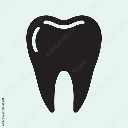 Tooth icon vector, Tooth logo vector, Tooth silhouette vector black and white