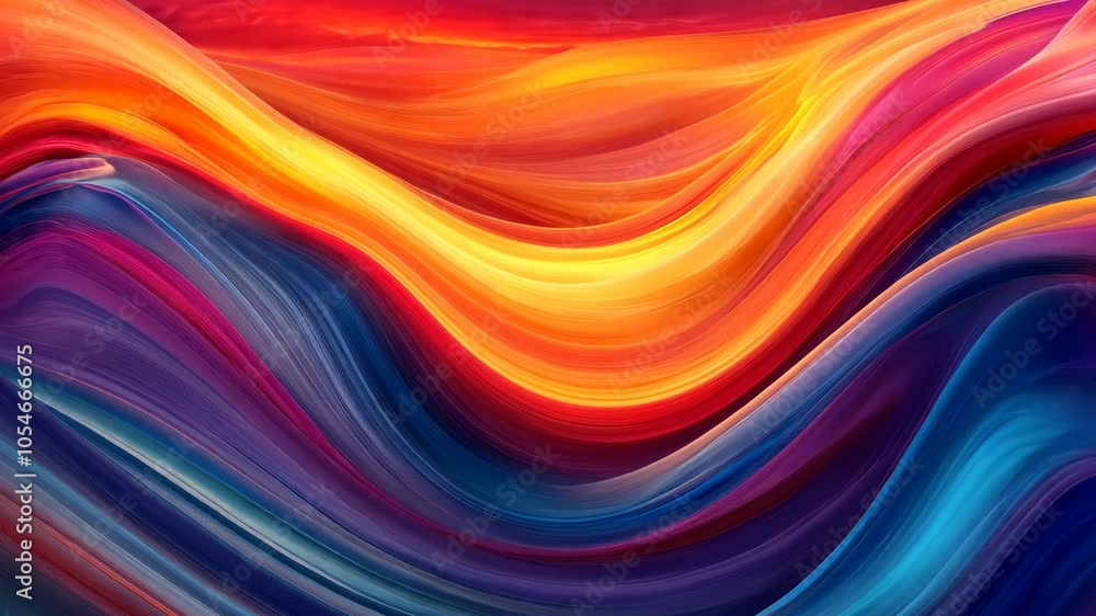 Abstract painting of swirling red, orange, and blue paint Abstract painting of swirling red, orange, and blue paint