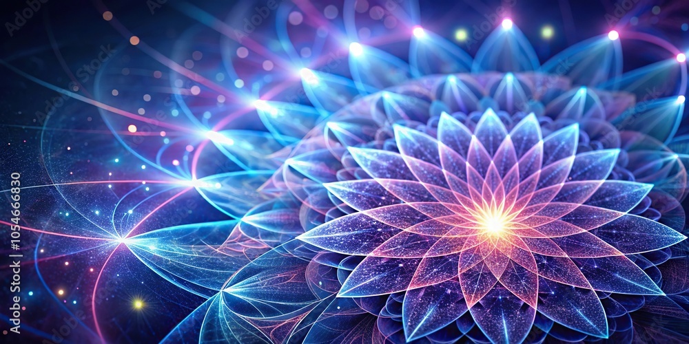 sacred geometry glowing flower fractal with particles and light forced perspective sacred geometry glowing flower fractal with particles and light forced perspective