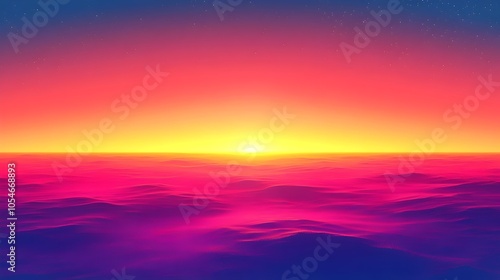 A stunning gradient sunset over serene ocean waves, blending hues of pink, purple, and gold. The peaceful atmosphere evokes a sense of calm and beauty in nature.