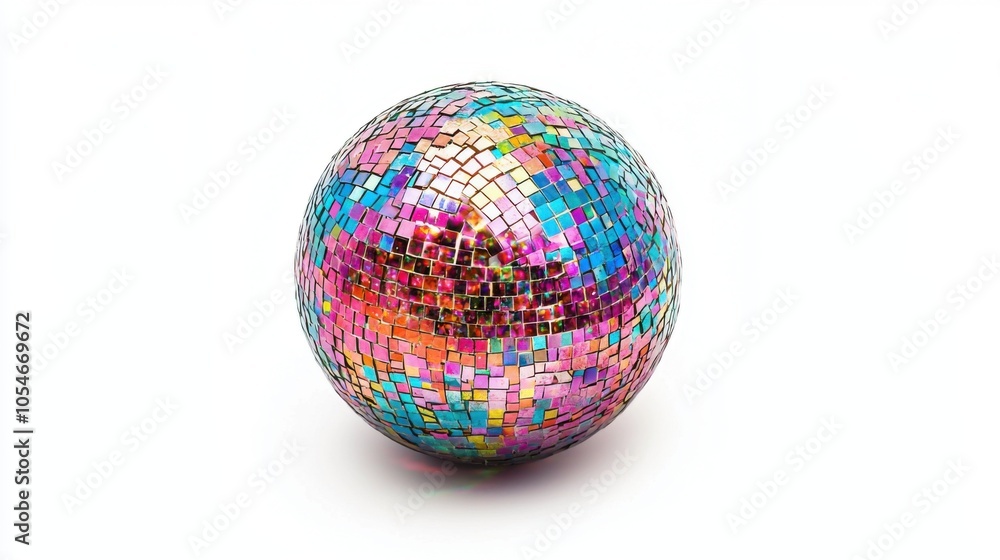 Glittering Disco Ball Isolated on White Background Glittering Disco Ball Isolated on White Background