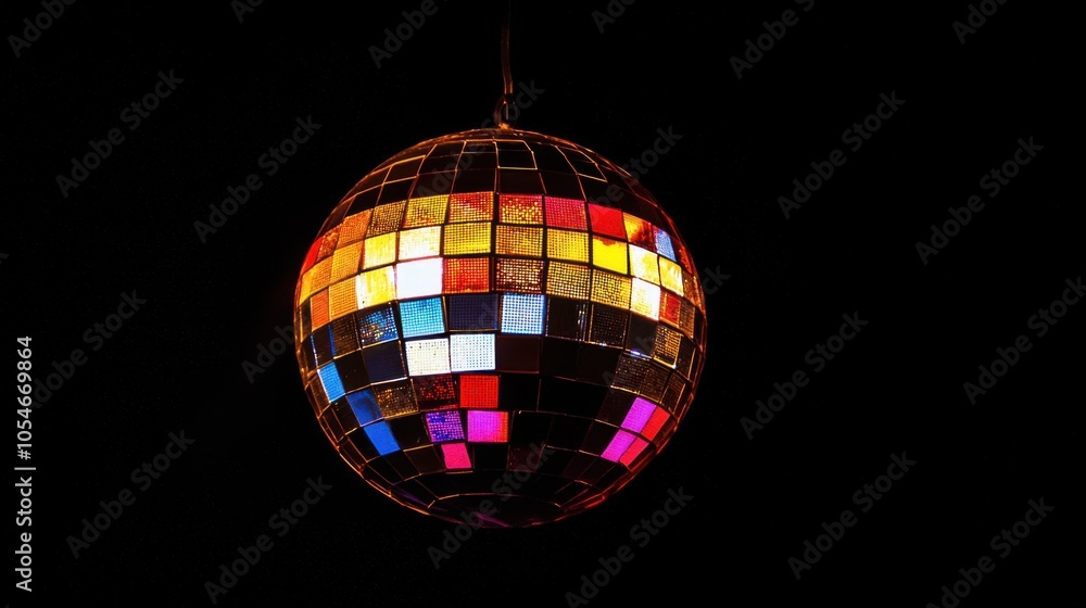 Fototapeta premium Glittering Disco Ball Isolated on White Background