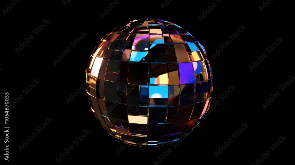 Obraz premium Glittering Disco Ball Isolated on White Background