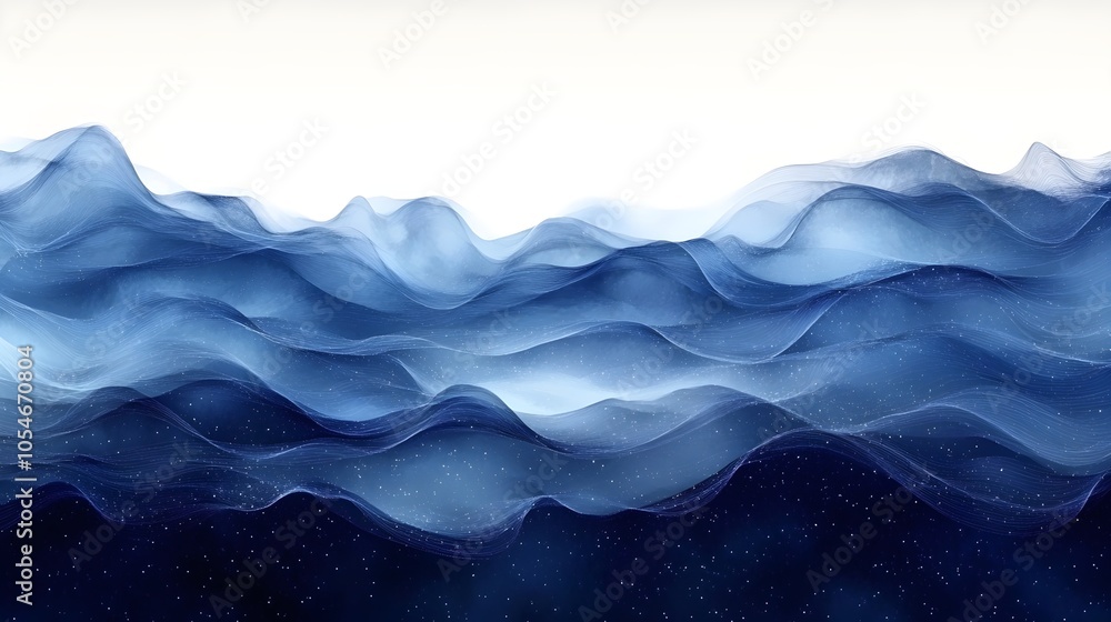 A mesmerizing abstract illustration of flowing ocean waves in shades of blue and white, evoking a sense of tranquility and depth. Ideal for calming decor themes. A mesmerizing abstract illustration of flowing ocean waves in shades of blue and white, evoking a sense of tranquility and depth. Ideal for calming decor themes.
