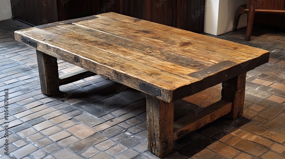 Rustic Wooden Coffee Table with Metal Accents Rustic Wooden Coffee Table with Metal Accents