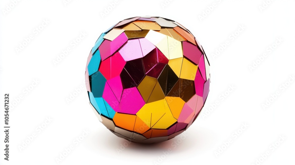 Fototapeta premium Glittering Disco Ball Isolated on White Background