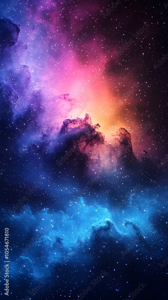 A stunning cosmic scene featuring vibrant hues of purple, pink, and blue swirling amidst a backdrop of sparkling stars, evoking a sense of wonder and tranquility. A stunning cosmic scene featuring vibrant hues of purple, pink, and blue swirling amidst a backdrop of sparkling stars, evoking a sense of wonder and tranquility.