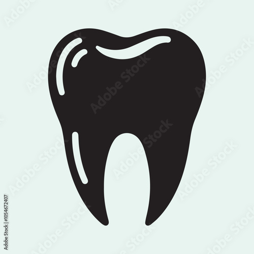 Tooth icon vector, Tooth logo vector, Tooth silhouette vector black and white