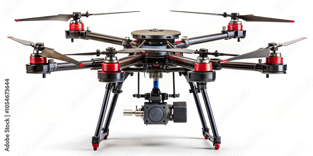 Drone with multiple rotors on display , technology, innovation, aerial, flying, quadcopter, UAV Drone with multiple rotors on display , technology, innovation, aerial, flying, quadcopter, UAV