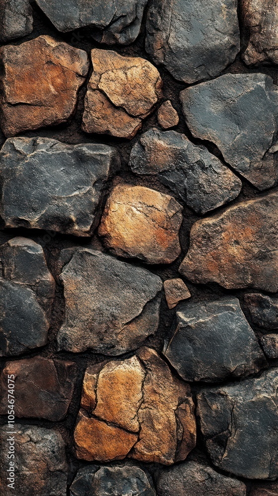 Close-up of a Wall Constructed of Irregularly Shaped Stones Close-up of a Wall Constructed of Irregularly Shaped Stones