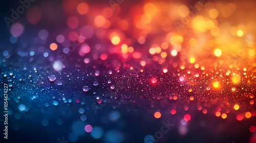 Abstract Background with Blurred Lights and Water Drops