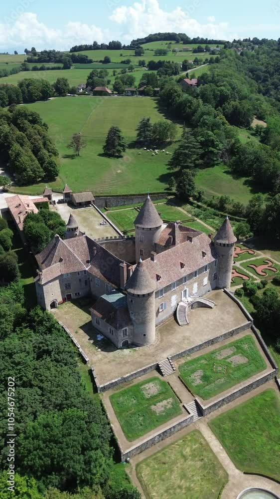 drone video Virieu castle france europe drone video Virieu castle france europe