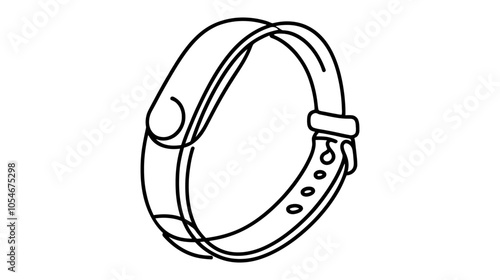 One continuous line illustration of a fitness bracelet, isolated on white background.