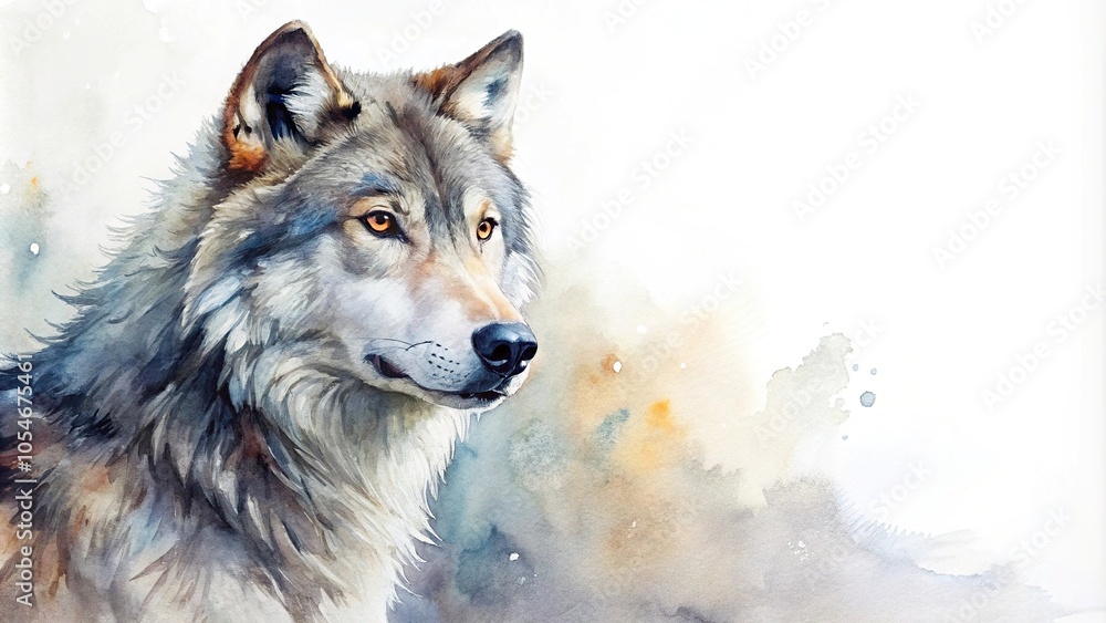 Watercolor painting of a wolf on white background Watercolor painting of a wolf on white background